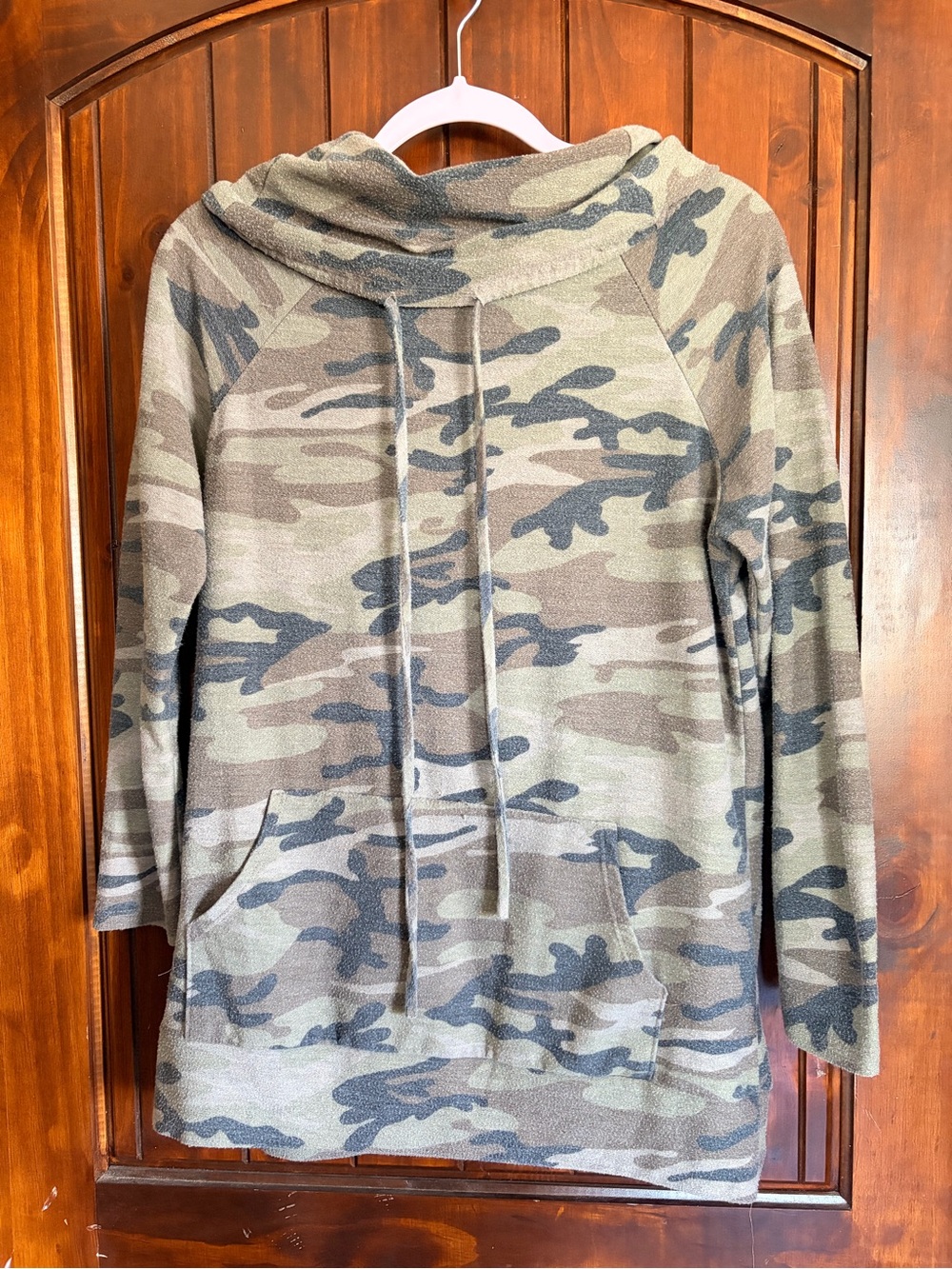 Lilypad Camo Drawstring Cowl Neck- Long Sleeve